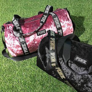 PINK black velvet duffle/gym bag